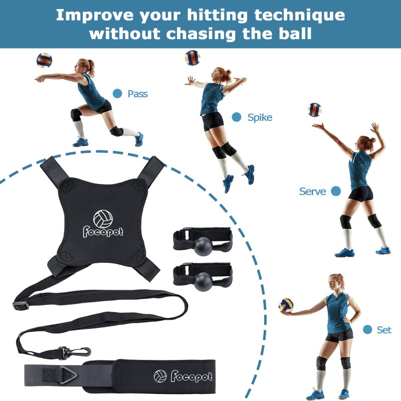 focopot Volleyball Training Equipment Aid Solo Volleyball Trainer to Practice Serve  Spike  Set and Pass Perfect Volleyball Trainer Gift for Beginners & Pro - Image 2